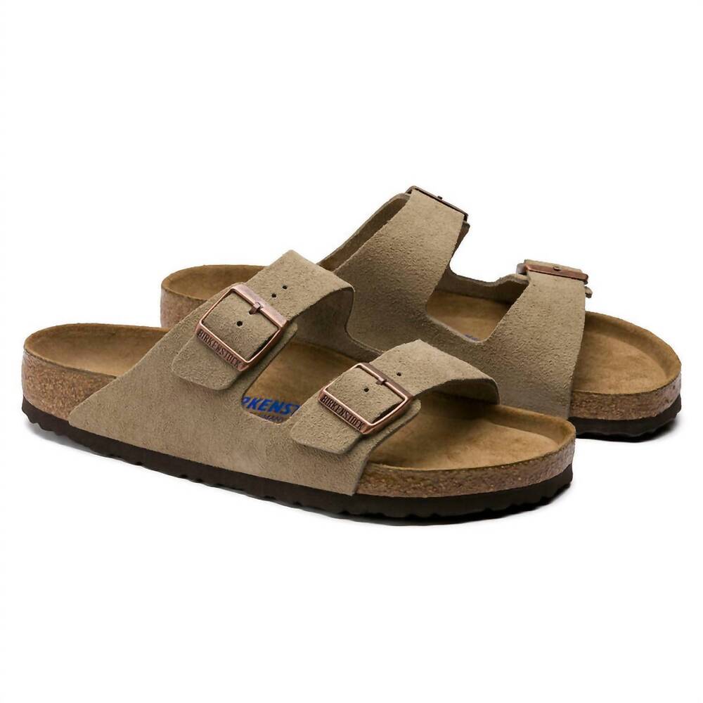 NEW BIRKENSTOCK women's arizona suede sandals in taupe